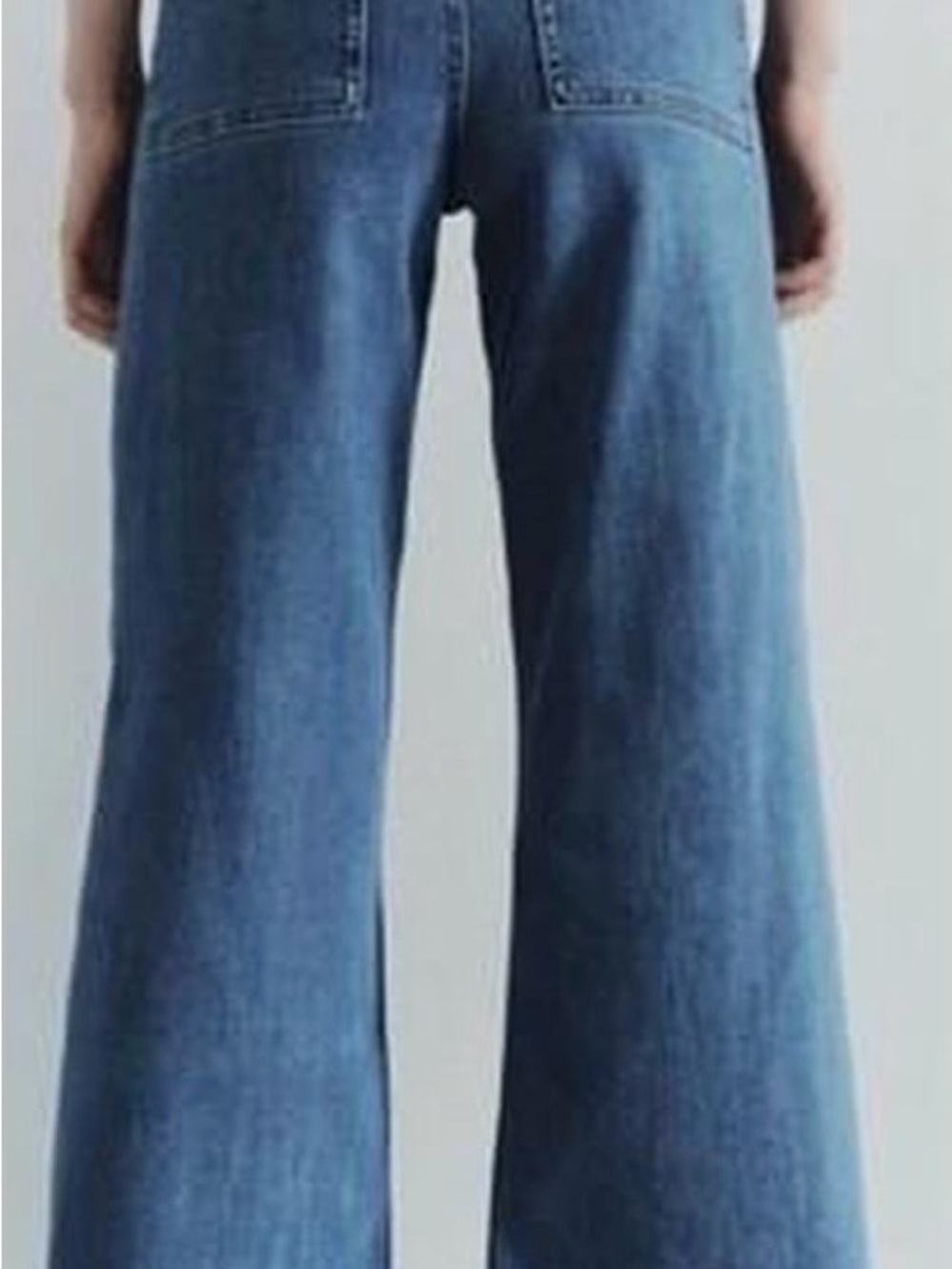 Zara The Marine Straight blue High-Rise Wide Leg raw hem  Jeans, size 4 western - Picture 2 of 12